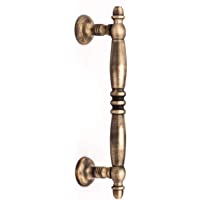 Antikas - Tirador de hierro- tirador de puerta en aspecto de latón patinado- como antiguo.